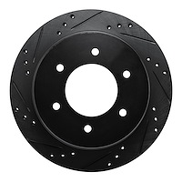 E-Line Drilled & Slotted Black Brake Rotor, 2015-2017 Mitsubishi, Position: Rear Left