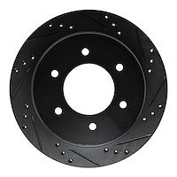 E-Line Drilled & Slotted Black Brake Rotor, 2015-2017 Mitsubishi, Position: Rear Right