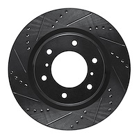 E-Line Drilled & Slotted Black Brake Rotor, 2008-2017 Mitsubishi, Position: Front Left