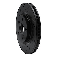 E-Line Drilled & Slotted Black Brake Rotor, 2002-2008 Audi/Porsche/Volkswagen, Position: Front Left