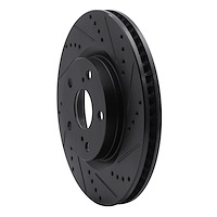 E-Line Drilled & Slotted Black Brake Rotor, 2002-2008 Audi/Porsche/Volkswagen, Position: Front Right