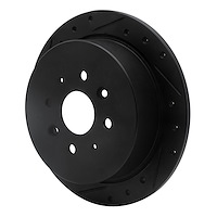 E-Line Drilled & Slotted Black Brake Rotor, 2003-2007 Peugeot, Position: Rear Left