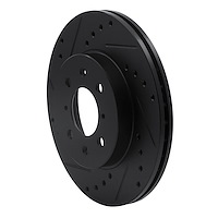 E-Line Drilled & Slotted Black Brake Rotor, 2006-2011 Mopar, Position: Front Left