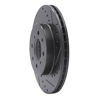 E-Line Drilled & Slotted Black Brake Rotor, 2006-2011 Mopar, Position: Front Right