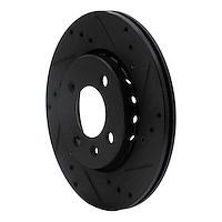 E-Line Drilled & Slotted Black Brake Rotor, 2009-2017 Audi/Porsche/Volkswagen, Position: Front Right
