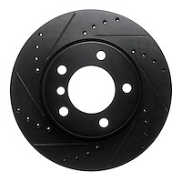E-Line Drilled & Slotted Black Brake Rotor, 2005-2007 BMW, Position: Front Left