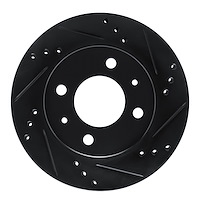 E-Line Drilled & Slotted Black Brake Rotor, 1998-2012 Mopar, Position: Front Right