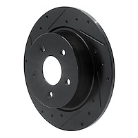 E-Line Drilled & Slotted Black Brake Rotor, 2002-2008 Audi/Porsche/Volkswagen, Position: Rear Left