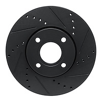 E-Line Drilled & Slotted Black Brake Rotor, 2013-2016 Ford/Lincoln/Mercury/Mazda, Position: Front Right