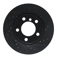 E-Line Drilled & Slotted Black Brake Rotor, 2012-2020 BMW, Position: Front Right