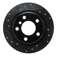 E-Line Drilled & Slotted Black Brake Rotor, 2012-2018 BMW, Position: Rear Left