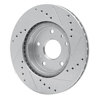 E-Line Drilled & Slotted Silver Brake Rotor, 2007-2019 Suzuki, Position: Front Left