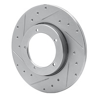 E-Line Drilled & Slotted Silver Brake Rotor, 1965-1976 Audi/Porsche/Volkswagen, Position: Front Left