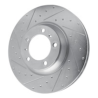 E-Line Drilled & Slotted Silver Brake Rotor, 2017-2021 Audi/Porsche/Volkswagen, Position: Left Front