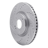 E-Line Drilled & Slotted Silver Brake Rotor, Fits Select Kia/Hyundai/Genesis, Position: Front Left