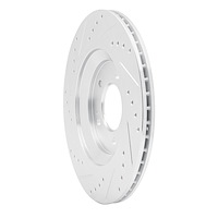 E-Line Drilled & Slotted Silver Brake Rotor, Fits Select Kia/Hyundai/Genesis, Position: Rear Right