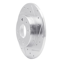 E-Line Drilled & Slotted Silver Brake Rotor, 2009-2019 Mopar, Position: Rear Right