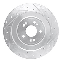 E-Line Drilled & Slotted Silver Brake Rotor, Fits Select Kia/Hyundai/Genesis, Position: Rear Right