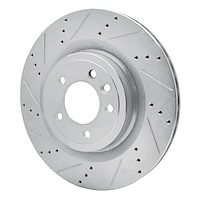 E-Line Drilled & Slotted Silver Brake Rotor, Fits Select Land Rover, Position: Rear Left