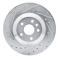 E-Line Drilled & Slotted Silver Brake Rotor, Fits Select Fits Multiple Makes/Models, Position: Rear Left