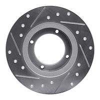 E-Line Drilled & Slotted Silver Brake Rotor, 1985-1991 Subaru, Position: Rear Right
