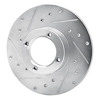 E-Line Drilled & Slotted Silver Brake Rotor, 1980-1983 Subaru, Position: Front Left