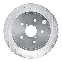 E-Line Drilled & Slotted Silver Brake Rotor, Fits Select Subaru, Position: Rear Right