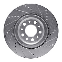 E-Line Drilled & Slotted Silver Brake Rotor, Fits Select Alfa Romeo, Position: Rear Left