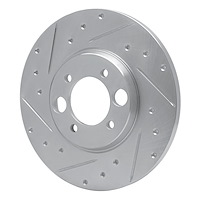 E-Line Drilled & Slotted Silver Brake Rotor, 1962-1987 Jaguar, Position: Rear Left