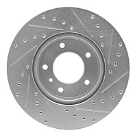 E-Line Drilled & Slotted Silver Brake Rotor, 1986-1989 Jaguar, Position: Front Left