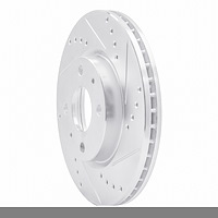 E-Line Drilled & Slotted Silver Brake Rotor, 1983-1993 Jaguar, Position: Rear Right