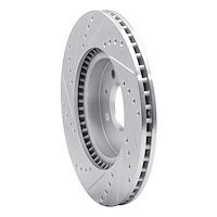 E-Line Drilled & Slotted Silver Brake Rotor, Fits Select Kia/Hyundai/Genesis, Position: Front Right