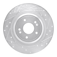 E-Line Drilled & Slotted Silver Brake Rotor, Fits Select Kia/Hyundai/Genesis, Position: Rear Right