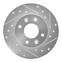 E-Line Drilled & Slotted Silver Brake Rotor, 1981-1983 Renault, Position: Front Right