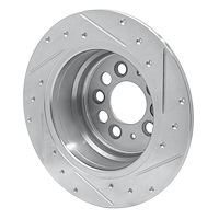 E-Line Drilled & Slotted Silver Brake Rotor, 1967-1974 Volvo, Position: Rear Left
