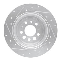 E-Line Drilled & Slotted Silver Brake Rotor, 1967-1974 Volvo, Position: Rear Right