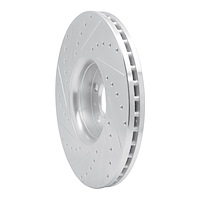 E-Line Drilled & Slotted Silver Brake Rotor, 2003-2014 Volvo, Position: Front Right