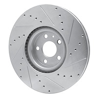 E-Line Drilled & Slotted Silver Brake Rotor, Fits Select Fits Multiple Makes/Models, Position: Front Left