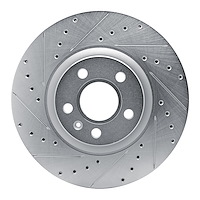 E-Line Drilled & Slotted Silver Brake Rotor, Fits Select Volvo, Position: Front Left