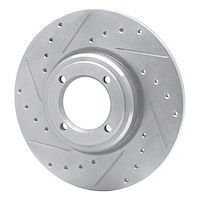 E-Line Drilled & Slotted Silver Brake Rotor, 1969-1989 Peugeot, Position: Front Left