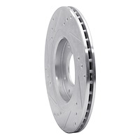 E-Line Drilled & Slotted Silver Brake Rotor, 1989-1991 Peugeot, Position: Front Right