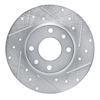 E-Line Drilled & Slotted Silver Brake Rotor, 1989-1991 Peugeot, Position: Front Right