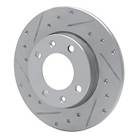 E-Line Drilled & Slotted Silver Brake Rotor, 1989-1991 Peugeot, Position: Rear Left