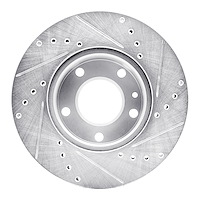 E-Line Drilled & Slotted Silver Brake Rotor, 1982-1986 BMW, Position: Front Left