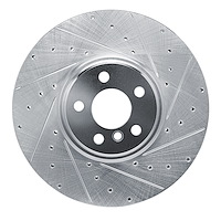 E-Line Drilled & Slotted Silver Brake Rotor, Fits Select Fits Multiple Makes/Models, Position: Left Front