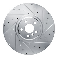 E-Line Drilled & Slotted Silver Brake Rotor, Fits Select Fits Multiple Makes/Models, Position: Right Front