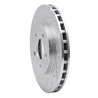 E-Line Drilled & Slotted Silver Brake Rotor, 1984-1995 Mopar, Position: Front Left