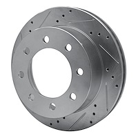 E-Line Drilled & Slotted Silver Brake Rotor, 2000-2002 Mopar, Position: Front Left
