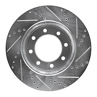 E-Line Drilled & Slotted Silver Brake Rotor, Fits Select Mopar, Position: Front Left