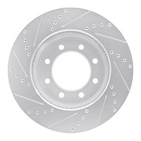 E-Line Drilled & Slotted Silver Brake Rotor, Fits Select Mopar, Position: Front Right